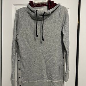 Maurices Gray Hoodie with Buffalo Plaid